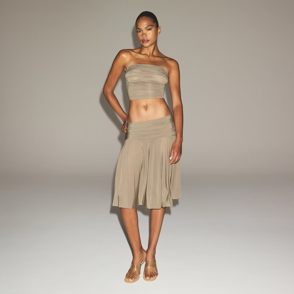 SKIMS Milky Sheer Midi Skirt New NWT Truffle Beige Tan